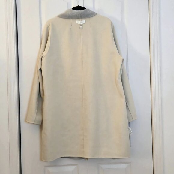 Addition Elle Reversible Open Felted Cardigan Coat | Grey & Cream | Size 2X - Picture 3 of 9